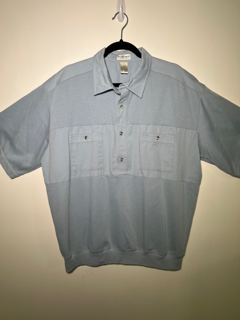 Vintage Norm Thompson Light Blue Short-Sleeve Polo with Chest Pockets